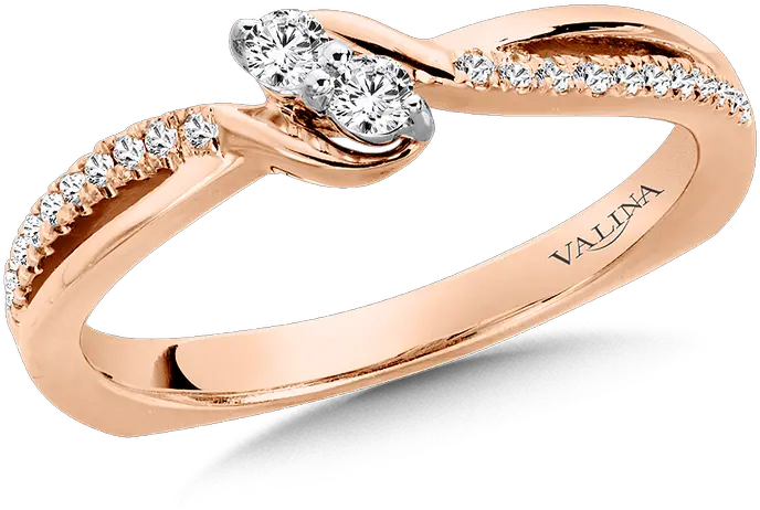 Two Stone Diamond Engagement Ring Moutning In 14k Rose Gold 16 Ct Tw Ring Png Ring Transparent Background