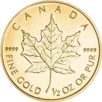 Canadian Half Ounce Gold Maple Leaf Coin 12 Oz Gold Coin 1 15 Gold Maple 1994 Png Canadian Maple Leaf Icon