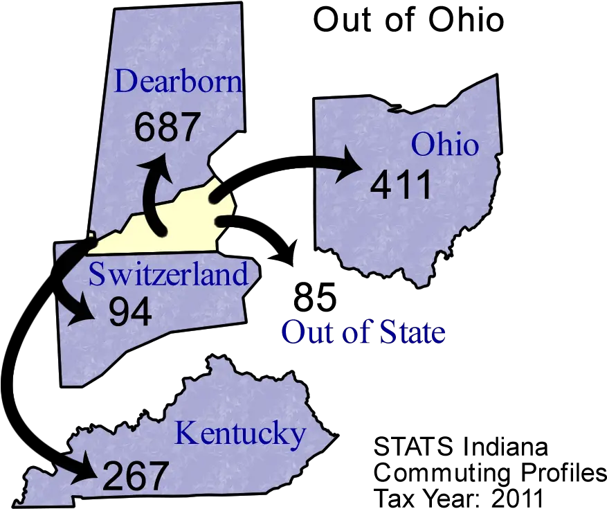 County Commuting Patterns Map Png Ohio Png