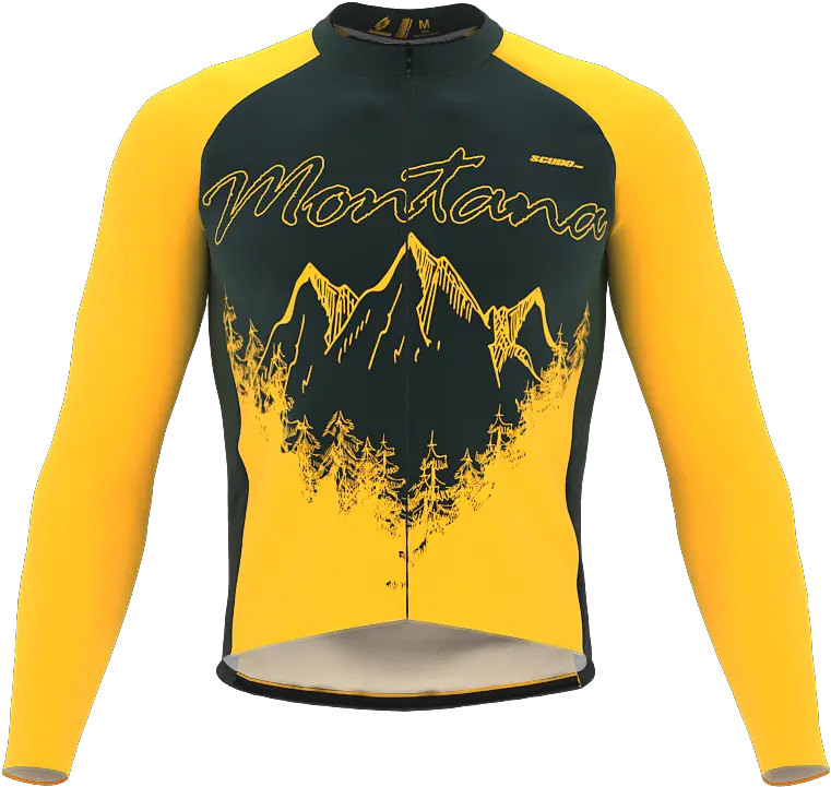 Scudopro Pro Thermal Long Sleeve Cycling Jersey Montana Usa State Icon Landmark Identity Men And Women Long Sleeve Png Men Women Icon