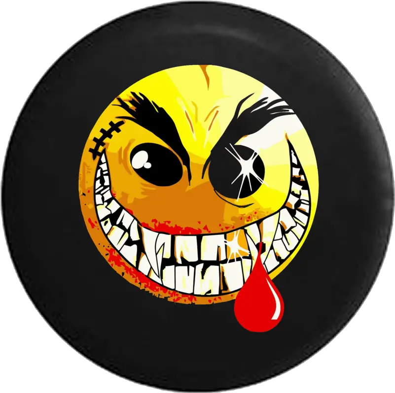 Evil Crazy Smiley Face Dripping Blood Jeep Camper Spare Tire Cover Custom Sizecolorink P112 Crazy Smiley Face Png Dripping Blood Transparent