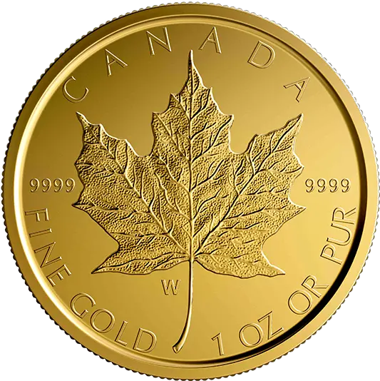 Pure Gold Coin U201cwu201d Mint Mark Gold Maple Leaf Mintage Maple Leaf Gold Coin 2020 Png Canadian Leaf Png