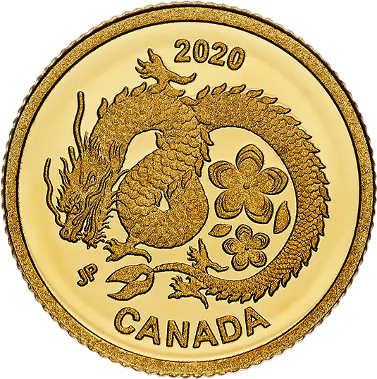 Pure Gold Coin U2013 Lucky Flower Dragon Mintage 5888 2020 Coin Png Coin Transparent