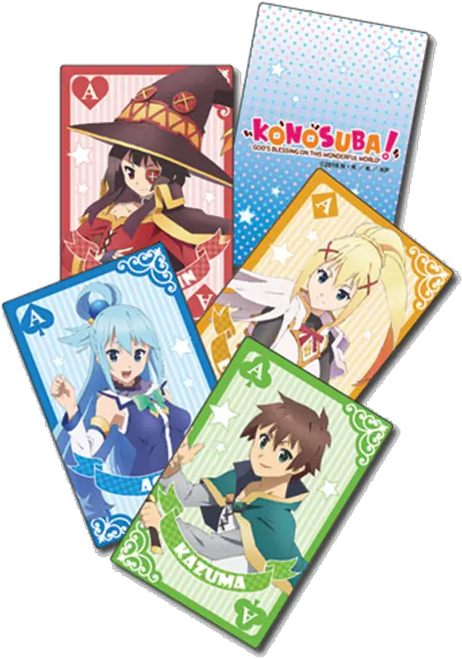 Konosuba Kazuma Aqua Megumin U0026 Darkness Group Playing Cards Konosuba Cards Png Megumin Transparent