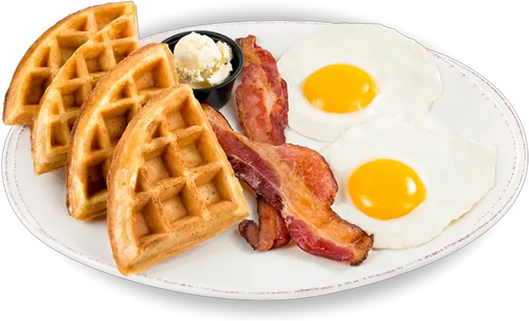 Breakfast Plate Png Waffles With Bacon And Eggs Waffles Png