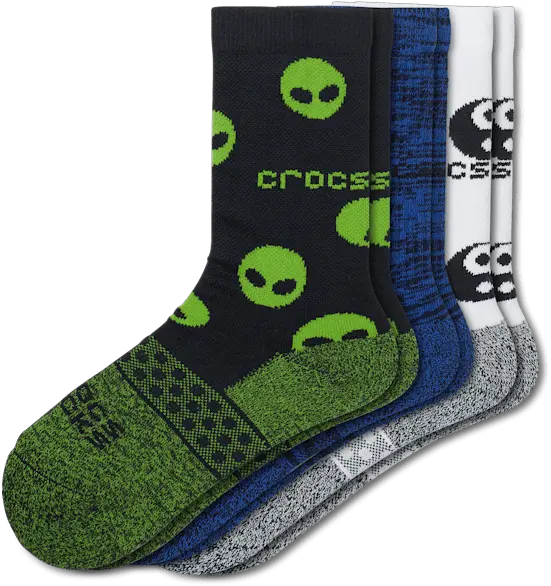 Crocs Socks Kid Crew Easy Icon 3 Pack Unisex Png Ez Icon