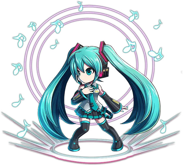 Hatsune Miku Featured In Brave Frontier Anime Girl With Blue Pigtails Png Hatsune Miku Png