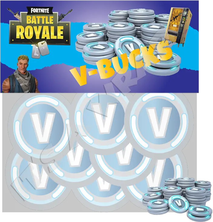 Fortnite V Bucks Fold Over Tent Cards V Bucks Bag Labels Png V Bucks Png