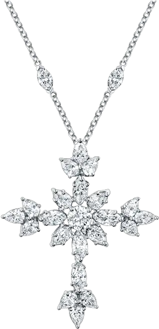 Symbols By Harry Winston Marquise Diamond Cross Pendant Cross Diamond Pendant Png Cross Necklace Png