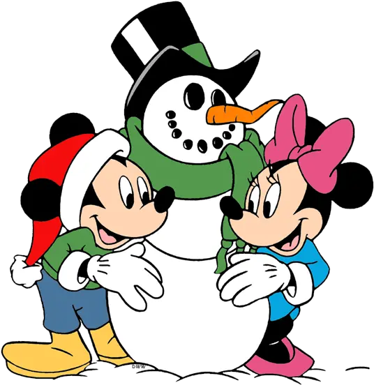 Cartoon Snowman Clipart Mickey And Minnie Winter Png Snowman Clipart Transparent Background