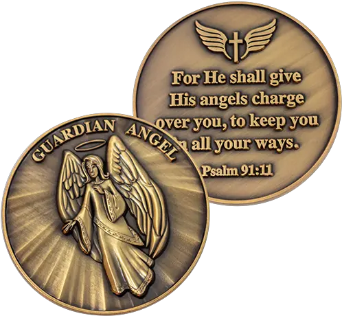 Guardian Angel Challenge Coin Gold Plated Angel Token Gold Coin With Angel On Both Sides Png Icon Of Guardian Angel