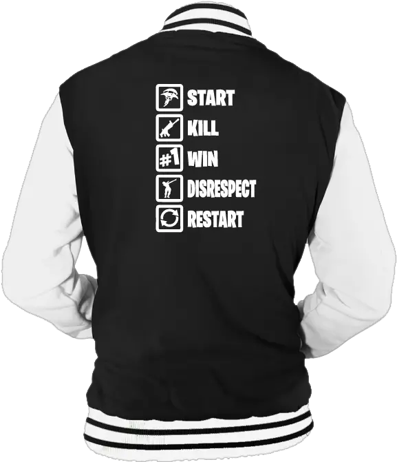 Start Kill Win Disrespect Restart Varsity Inspired By Fortnite Battle Royale Jacket Png Fortnite Win Png