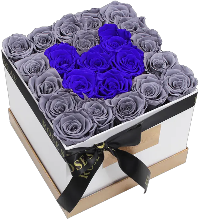 Gray Deep Blue Eternity Roses Medium White Square Box Rosesuay Blue Rose Png Square Box Png