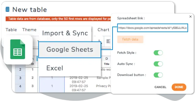 Import And Synchronize Google Sheets Data With A Wordpress Table Vertical Png Google Sheets Icon File