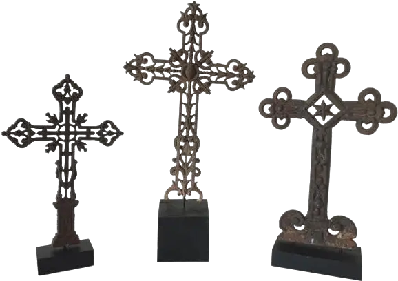 Mid 19th Century Vintage Cast Iron Cross Finials 3 Pieces Cross Png Iron Cross Png