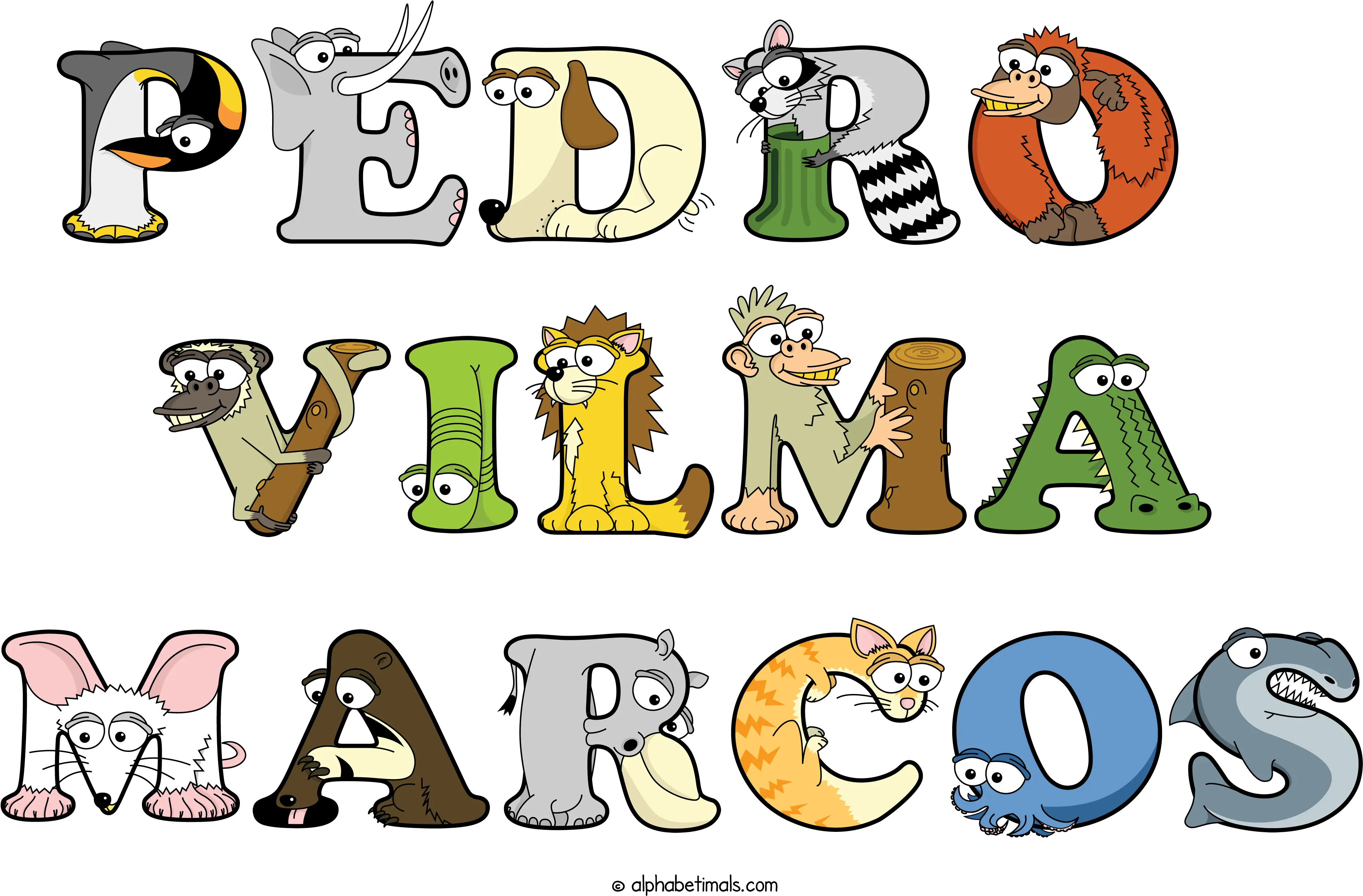 The Word Pedro Vilma Marcos Written In Cute Cartoon Animal Animal Figure Png Marcos Png