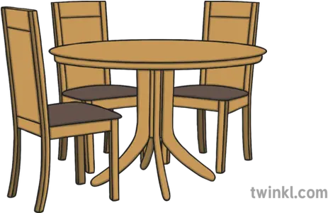 Dining Table And 3 Chairs Illustration Twinkl Table And 3 Chairs Png Table And Chairs Png