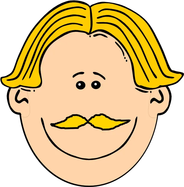 Smiling Man With Blond Hair And Mustache Clip Art Boy Cartoon Face Png Blond Hair Png