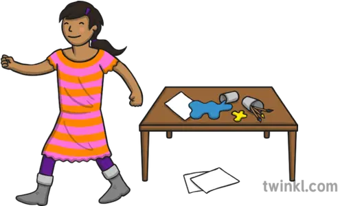 Girl Walking Away From Messy Table Illustration Twinkl Walking Away From Table Png Girl Walking Png