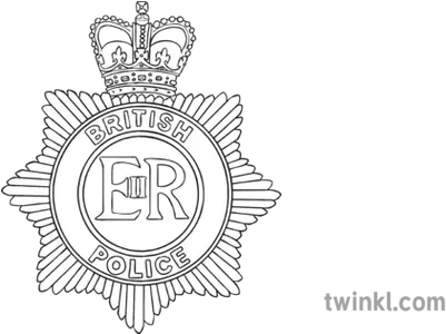 British Police Badge Black And White 1 Illustration Twinkl Uk Police Badge Colouring Png Police Badge Png png