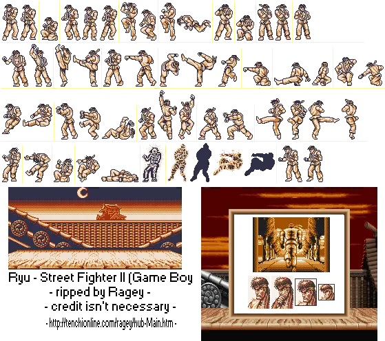 Game Boy Gbc Street Fighter 2 Ryu The Spriters Resource Street Fighter Ii Gameboy Png Ryu Transparent