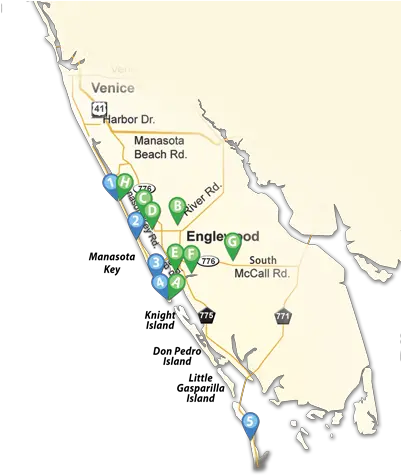 Map Of Englewood Beaches And Parks Florida Map Englewood Beach Florida Png Florida Map Png