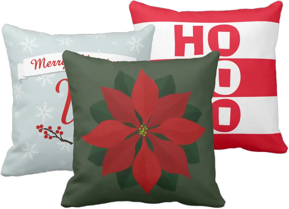 Christmas Pillows Decorative Png Poinsettia Transparent Background