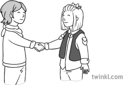 2 People Shaking Hands Black And White Illustration Twinkl Personas Dándose La Mano En Blanco Y Negro Png Shaking Hands Png