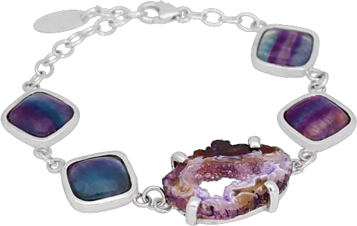 Purple Geode Rainbow Fluorite Bracelet Bead Png Geode Png