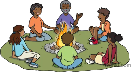 Aboriginals Sitting Around A Fire Circle Campfire Talking People Sitting Around Campfire Cartoon Png Fire Circle Png