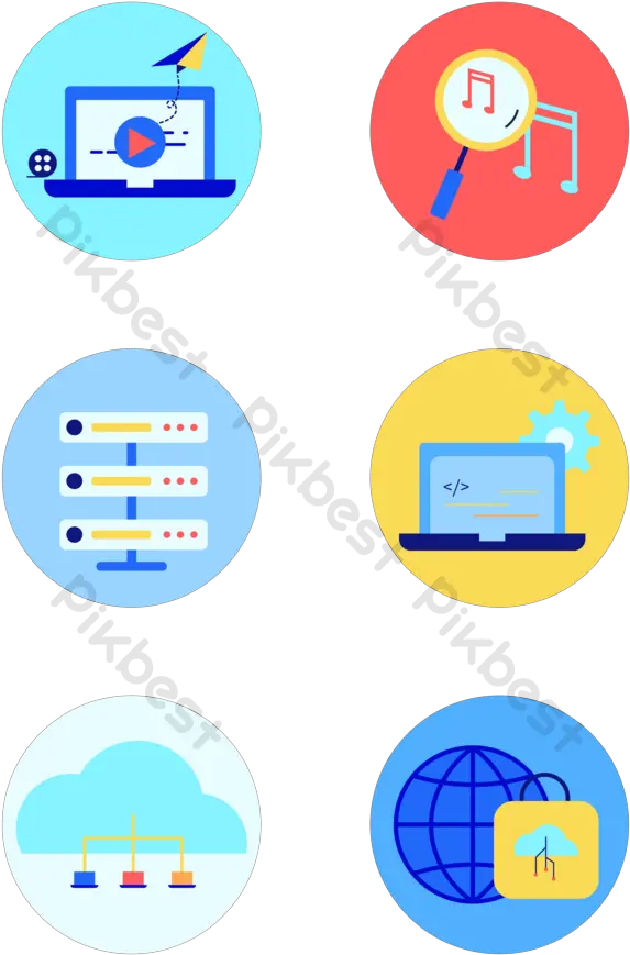 6 Circular Vector Internet App Icon Elements Ai Free Vertical Png Line App Icon Vector