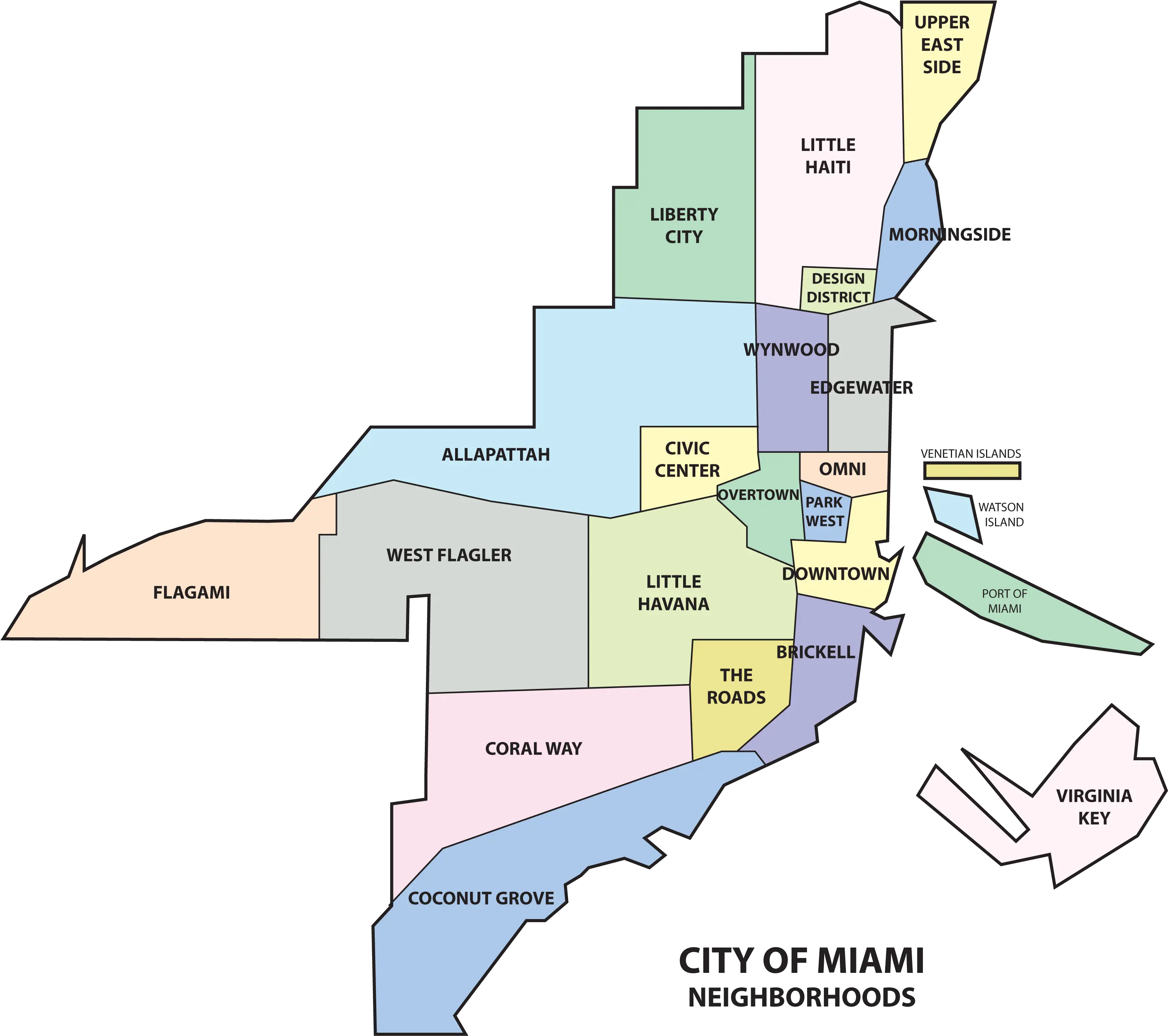 Miami Neighborhoods Map Map Of Miami Neighborhoods Png Florida Map Png