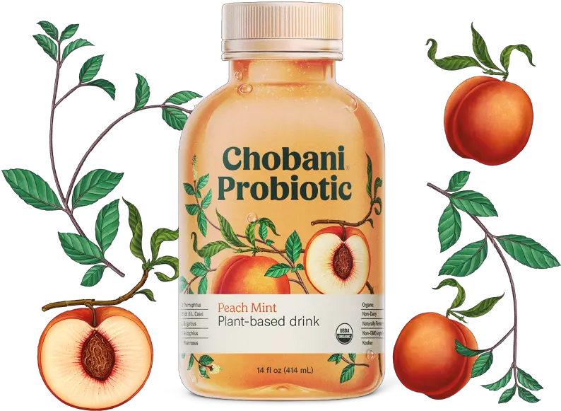 Chobani Probiotic Peach Mint Chobani Probiotic Plant Based Drink Png Peach Transparent