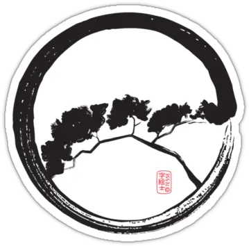 Tree Ensou0027 Sticker By 73553 Bonsai Tattoos Zen Circle Tattoo Buddha Png Zen Circle Png