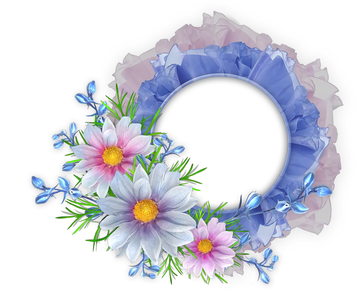 Blue And Pink Round Transparent Frame With Flowers Rámeky Good Luck And All The Best Png Frame Png Transparent