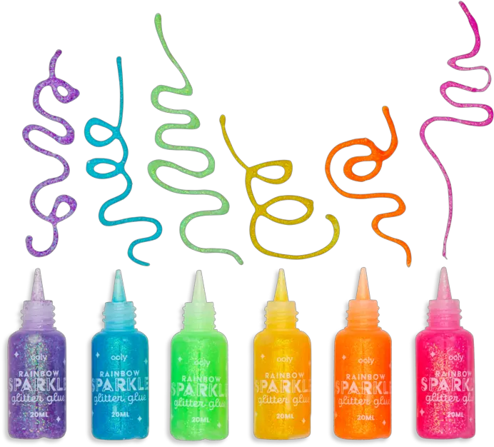 Rainbow Sparkle Glitter Glue Set Of 6 Rainbow Glitter Glue Png Glue Png