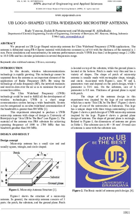 Pdf Ub Logo Shaped Ultrawideband Microstrip Antenna Rudy Join Ub Be The Best Png Ub Logo
