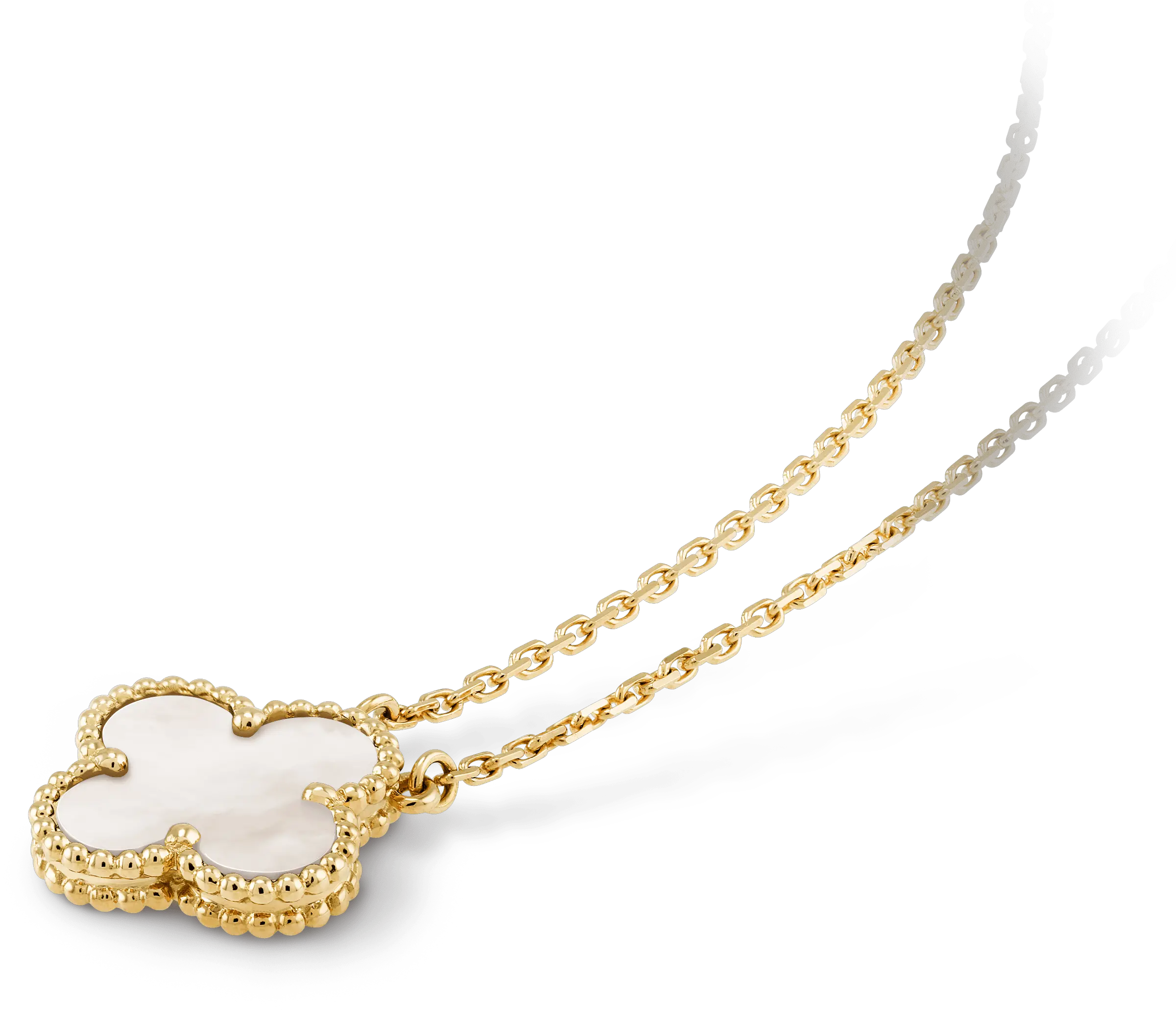 14k Yellow Gold Mother Of Pearl Clover Necklace 32000569 Shin Brothers Van Cleef And Arpels Alhambra Png Religious Icon Necklace