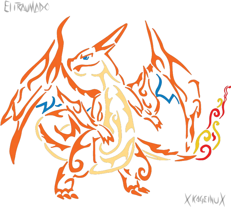 Collab Mega Charizard Y Mega Charizard Y Tribal Png Charizard Transparent