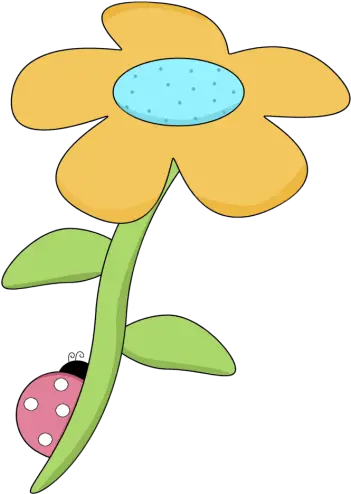 Download Yellow Spring Flower With A Ladybug Cute Spring Flower Clip Art Png Spring Flower Png