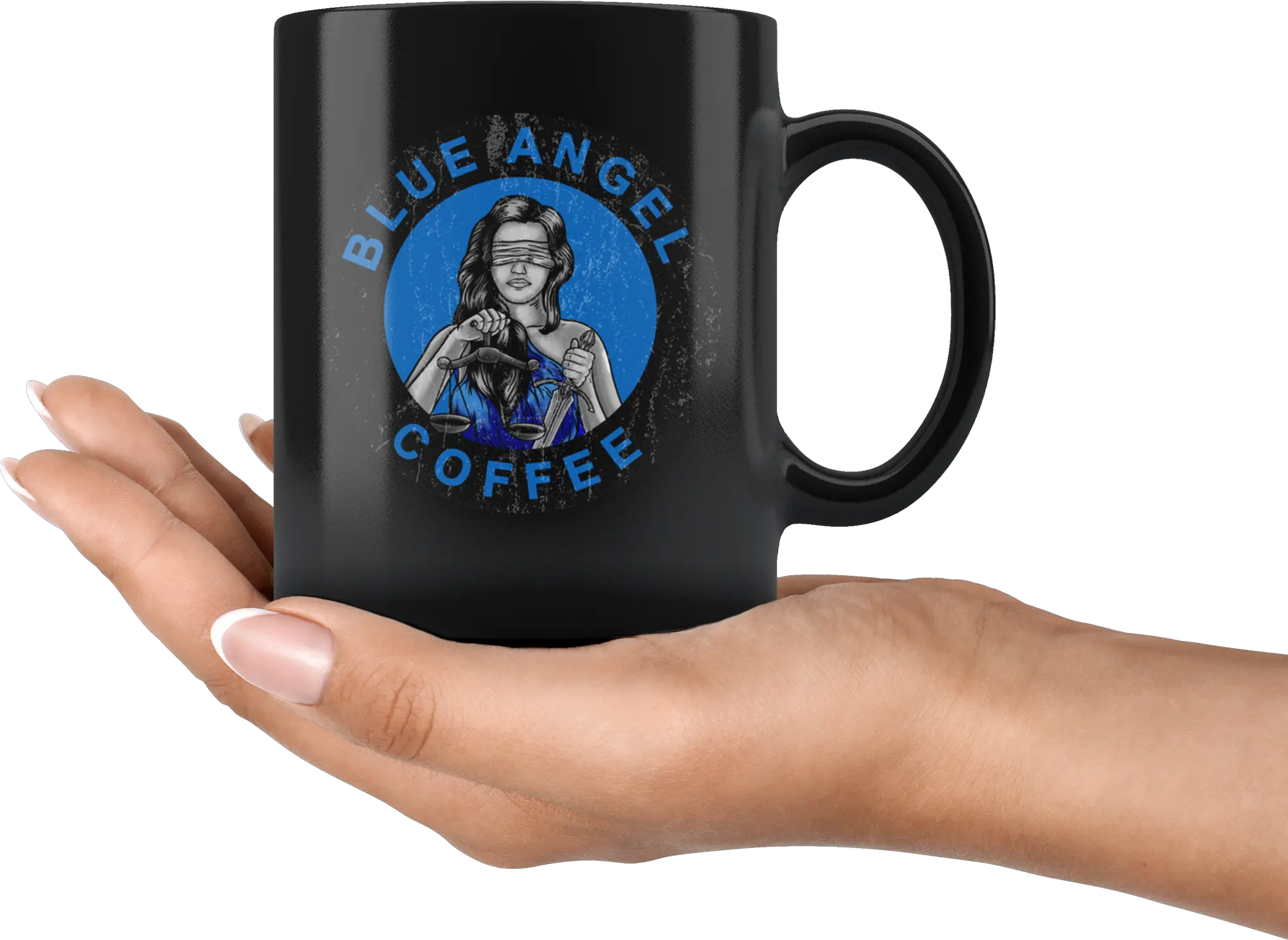 Lady Justice Coffee Mug Blue Angel Coffee You Cant Spell Hero Without Hr Mug Png Lady Justice Logo