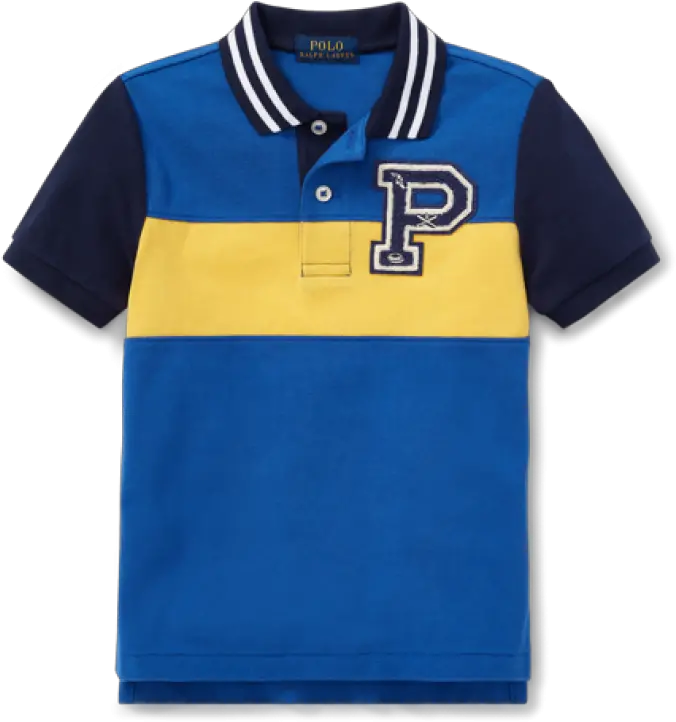 Polo Ralph Lauren Blue Yellow With P Enbroidered Logo Shirt Png