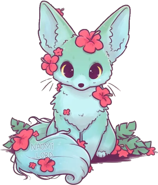 Fennec Fox Png Naomilord Fox Fennecfox Green Floral Naomi Lord Art Png Naomi Png