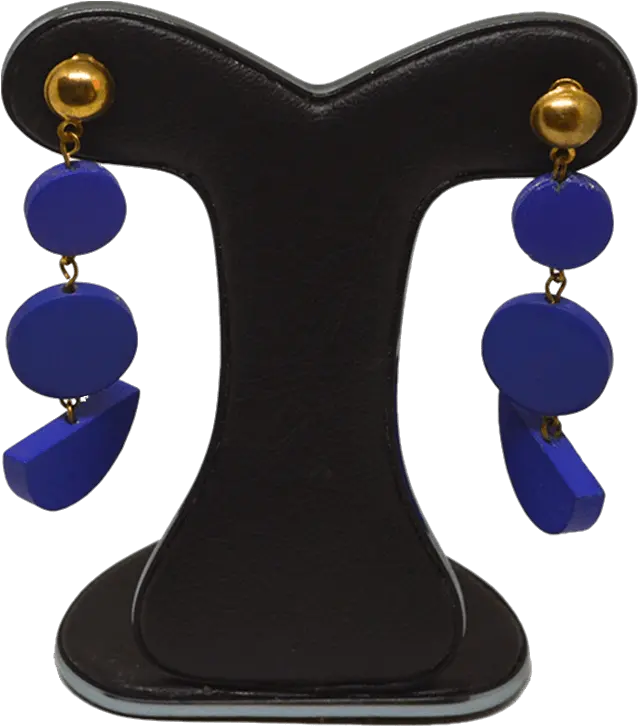 Stella And Gemma Blue Wood W Gold Semi Circle Earrings Earrings Png Semi Circle Png