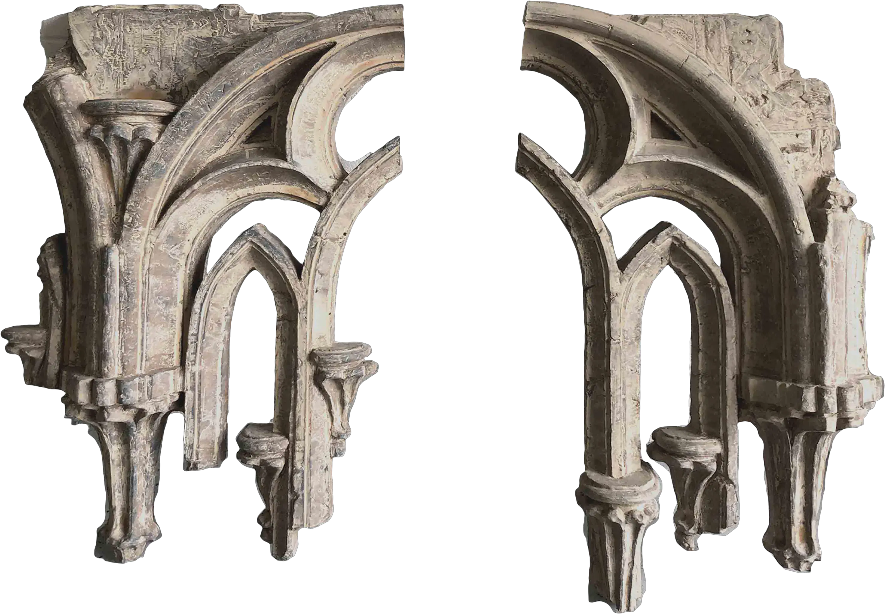 Gothic Cathedral Window Tracery Masonry Fragments A Pair Arch Shaped Png Vignette Transparent