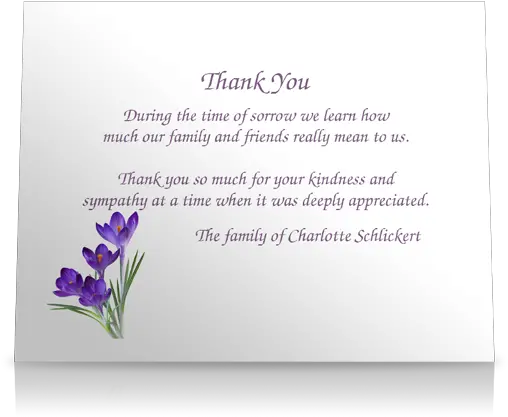 Purple Crocus Flat Sympathy Thank You Cards Language Png Sympathy Icon