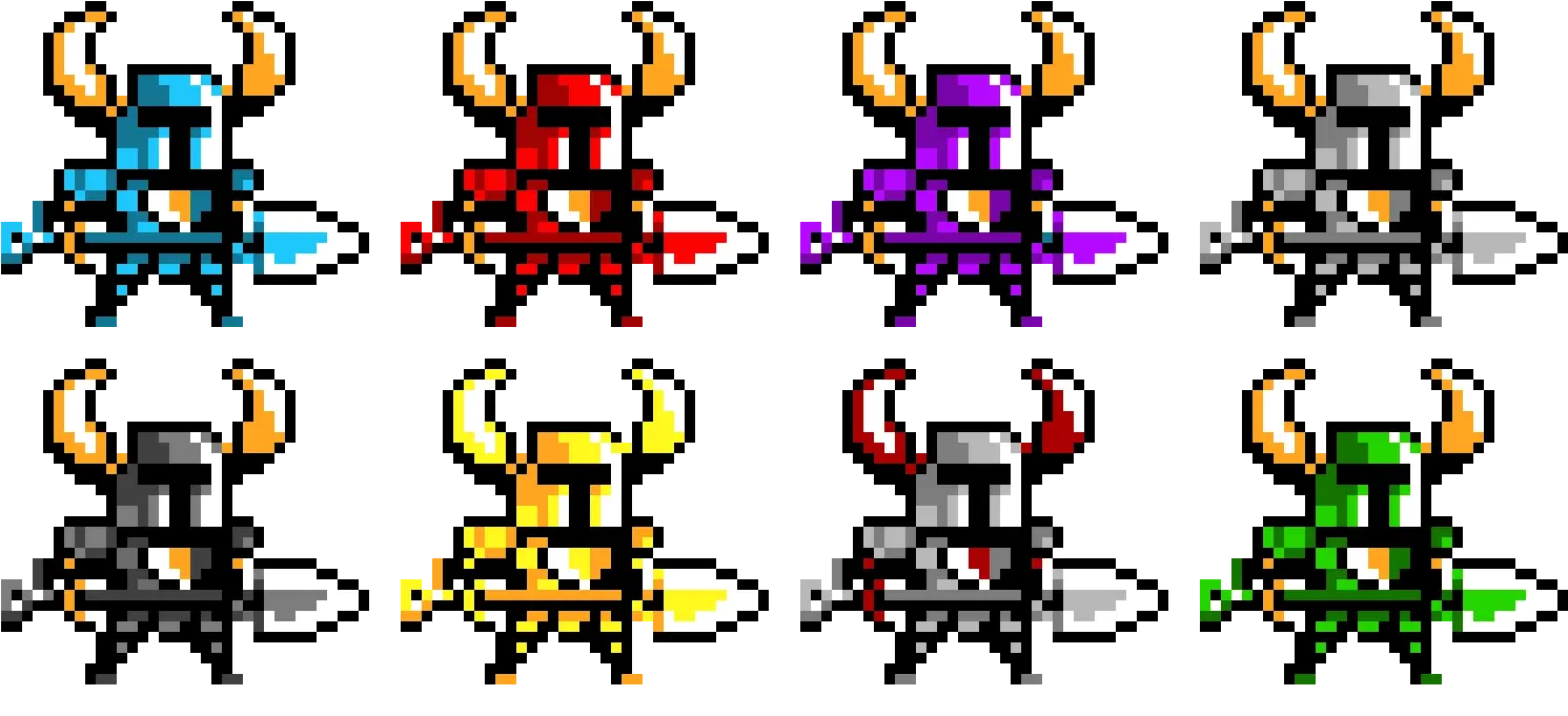 Shovel Knight All Armors Pixel Art Maker Language Png Shovel Knight Logo