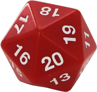 Opaque 55mm D20 Countdown Redwhite Dice Game Png Red Dice Png