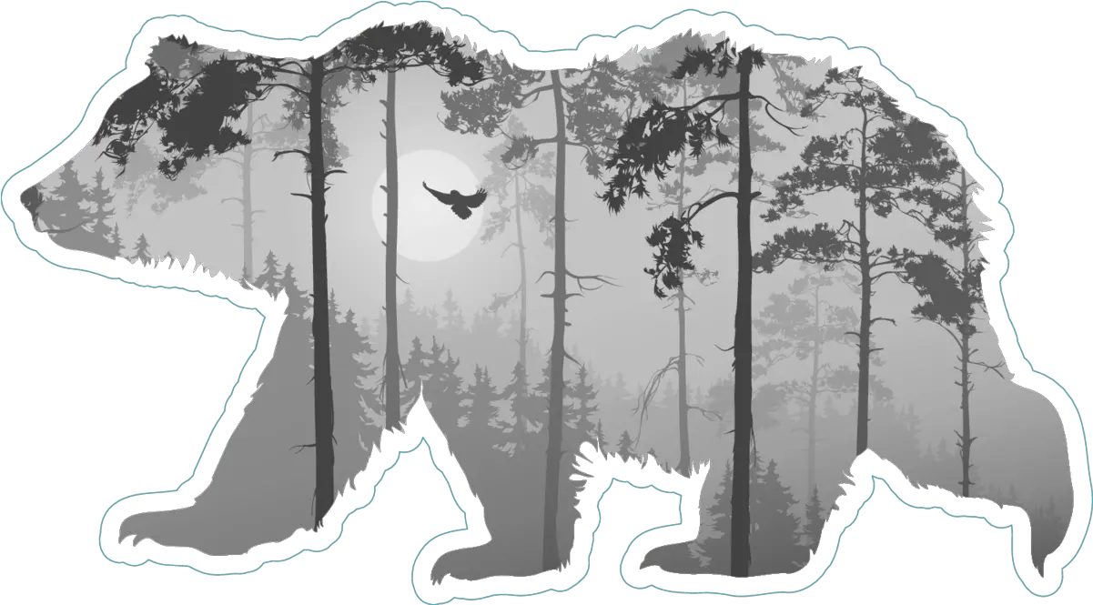 Download Forest With A Flying Owl In Bear Silhouette Sticker Bears Png Owl Silhouette Png
