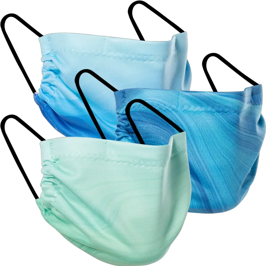 Ocean Waves Three Pack Fabric Face Mask For Teen Png Ocean Waves Transparent